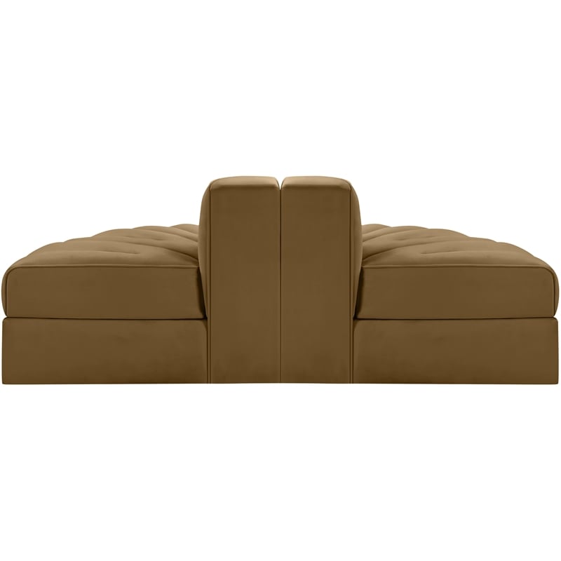 Meridian Furniture Rummi Saddle Velvet Performance Fabric 2pc. Modular Loveseat