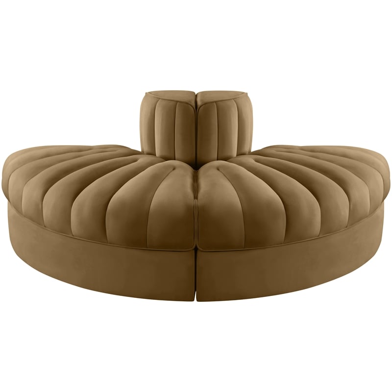 Meridian Furniture Rummi Saddle Velvet Performance Fabric 2pc. Modular Loveseat