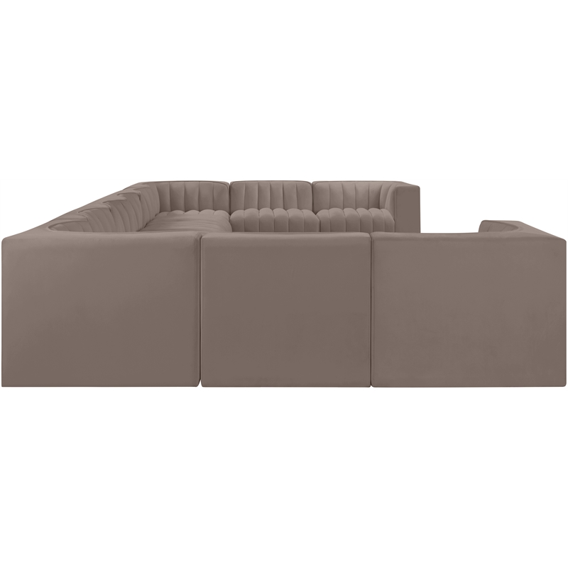 Meridian Furniture Rummi Taupe Velvet Performance Fabric 10pc. Modular Sectional