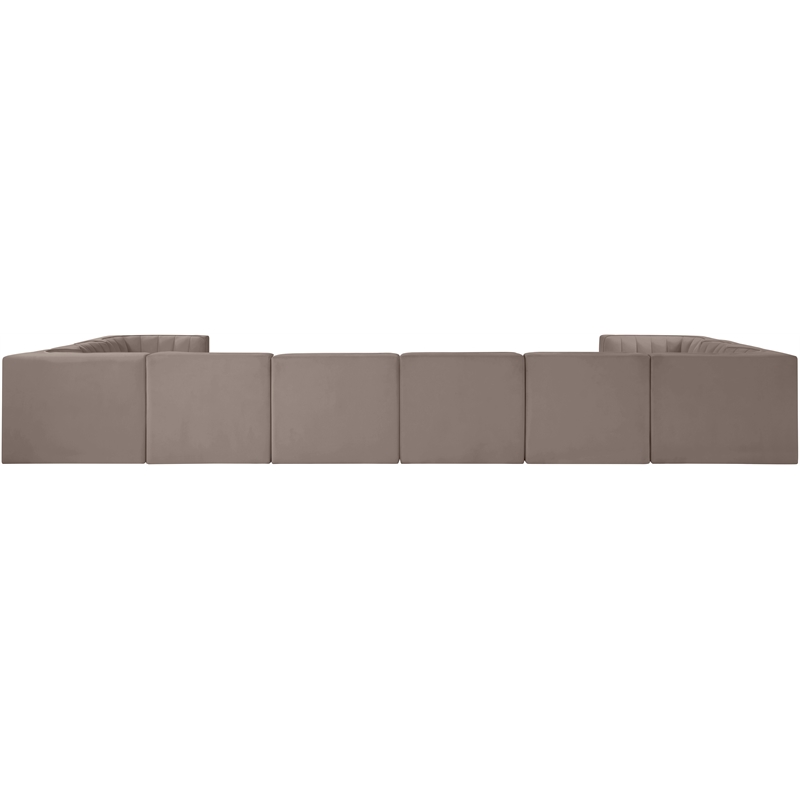 Meridian Furniture Rummi Taupe Velvet Performance Fabric 10pc. Modular Sectional