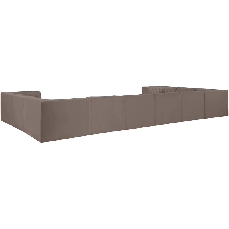 Meridian Furniture Rummi Taupe Velvet Performance Fabric 10pc. Modular Sectional