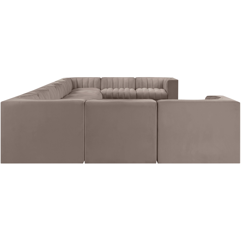 Meridian Furniture Rummi Taupe Velvet Performance Fabric 11pc. Modular Sectional