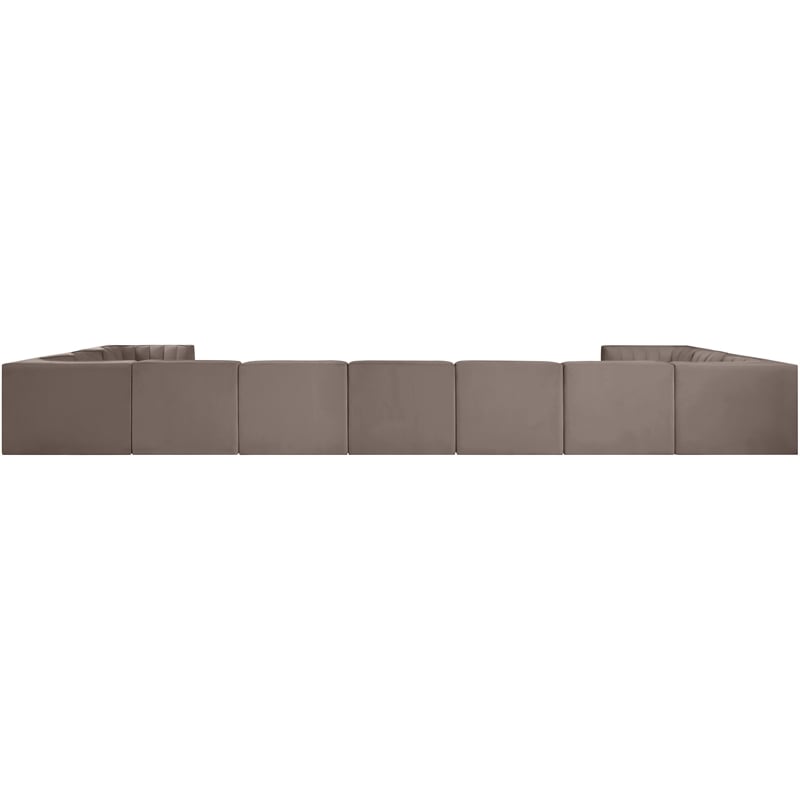Meridian Furniture Rummi Taupe Velvet Performance Fabric 11pc. Modular Sectional