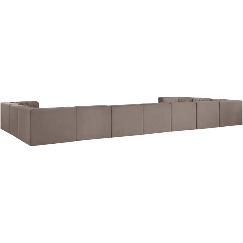 Meridian Furniture Rummi Taupe Velvet Performance Fabric 11pc. Modular Sectional