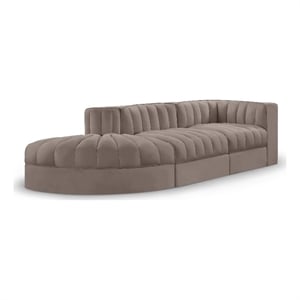 Meridian Furniture Rummi Taupe Velvet Performance Fabric 3pc. Modular Sectional