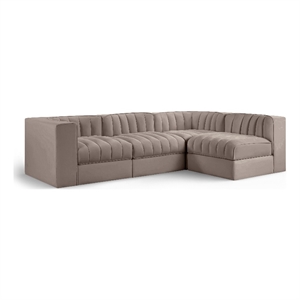 Meridian Furniture Rummi Taupe Velvet Performance Fabric 4pc. Modular Sectional