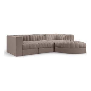 Meridian Furniture Rummi Taupe Velvet Performance Fabric 4pc. Modular Sectional