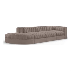 Meridian Furniture Rummi Taupe Velvet Performance Fabric 4pc. Modular Sectional