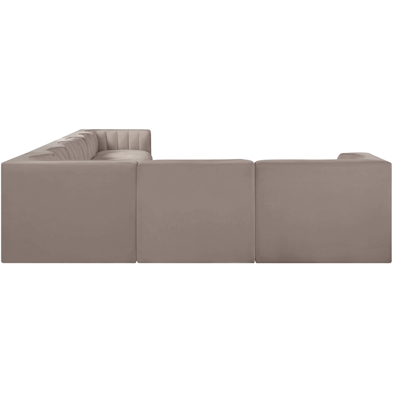 Meridian Furniture Rummi Taupe Velvet Performance Fabric 8pc. Modular Sectional