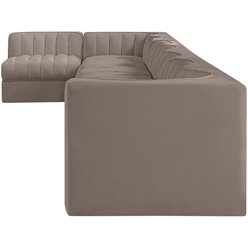 Meridian Furniture Rummi Taupe Velvet Performance Fabric 8pc. Modular Sectional