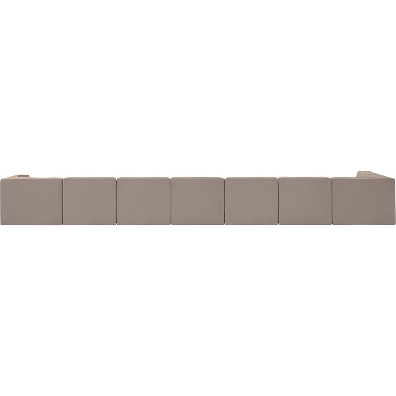 Meridian Furniture Rummi Taupe Velvet Performance Fabric 8pc. Modular Sectional
