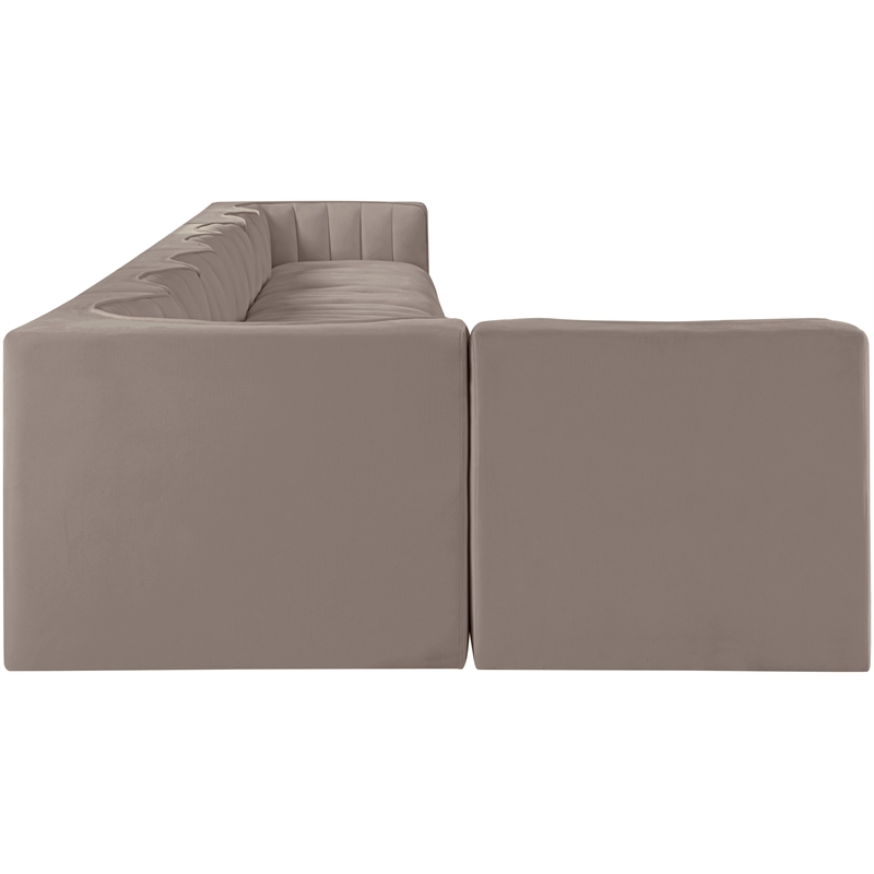 Meridian Furniture Rummi Taupe Velvet Performance Fabric 8pc. Modular Sectional