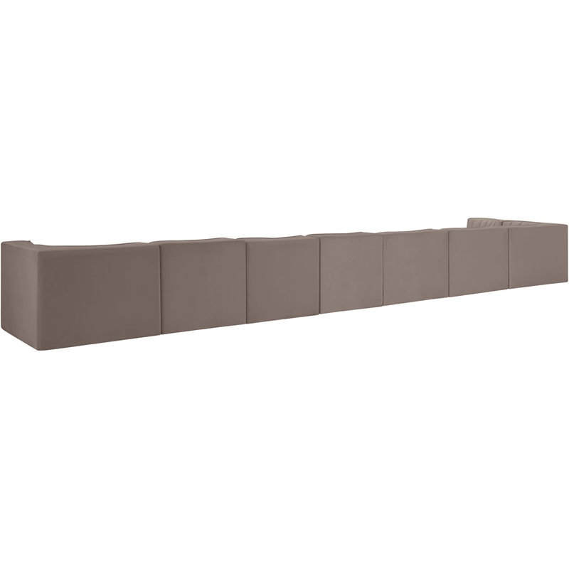 Meridian Furniture Rummi Taupe Velvet Performance Fabric 8pc. Modular Sectional