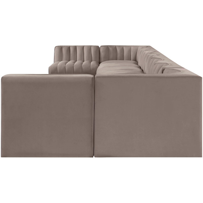 Meridian Furniture Rummi Taupe Velvet Performance Fabric 9pc. Modular Sectional