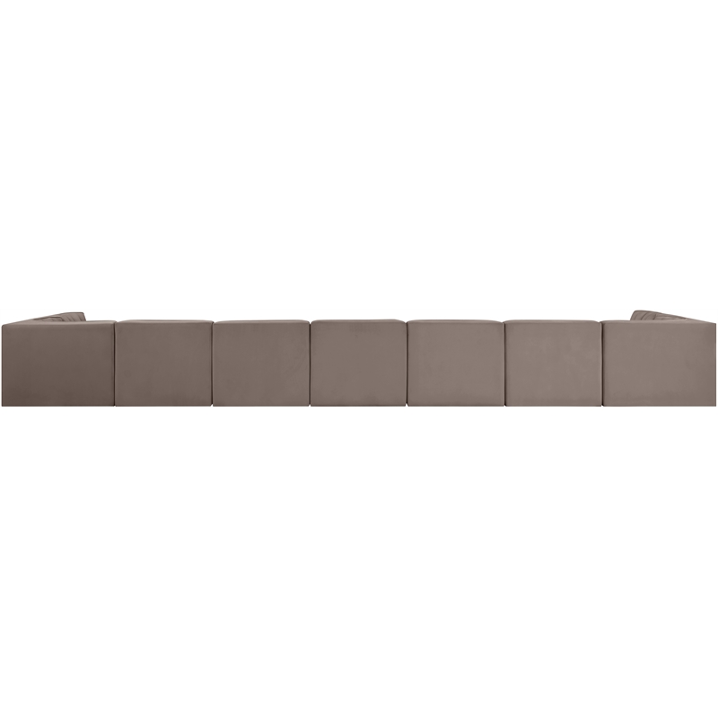 Meridian Furniture Rummi Taupe Velvet Performance Fabric 9pc. Modular Sectional
