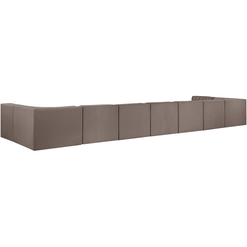 Meridian Furniture Rummi Taupe Velvet Performance Fabric 9pc. Modular Sectional