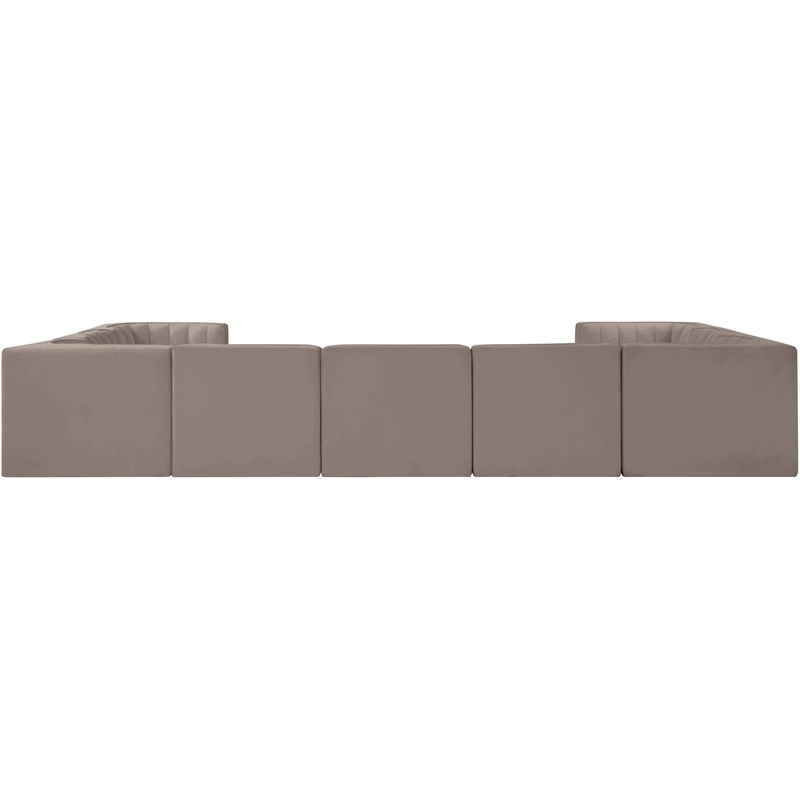 Meridian Furniture Rummi Taupe Velvet Performance Fabric 9pc. Modular Sectional