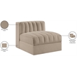 Meridian Furniture Rummi Beige Velvet Performance Fabric Armless Chair