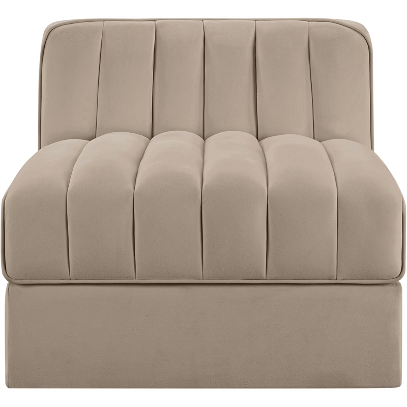 Meridian Furniture Rummi Beige Velvet Performance Fabric Armless Chair