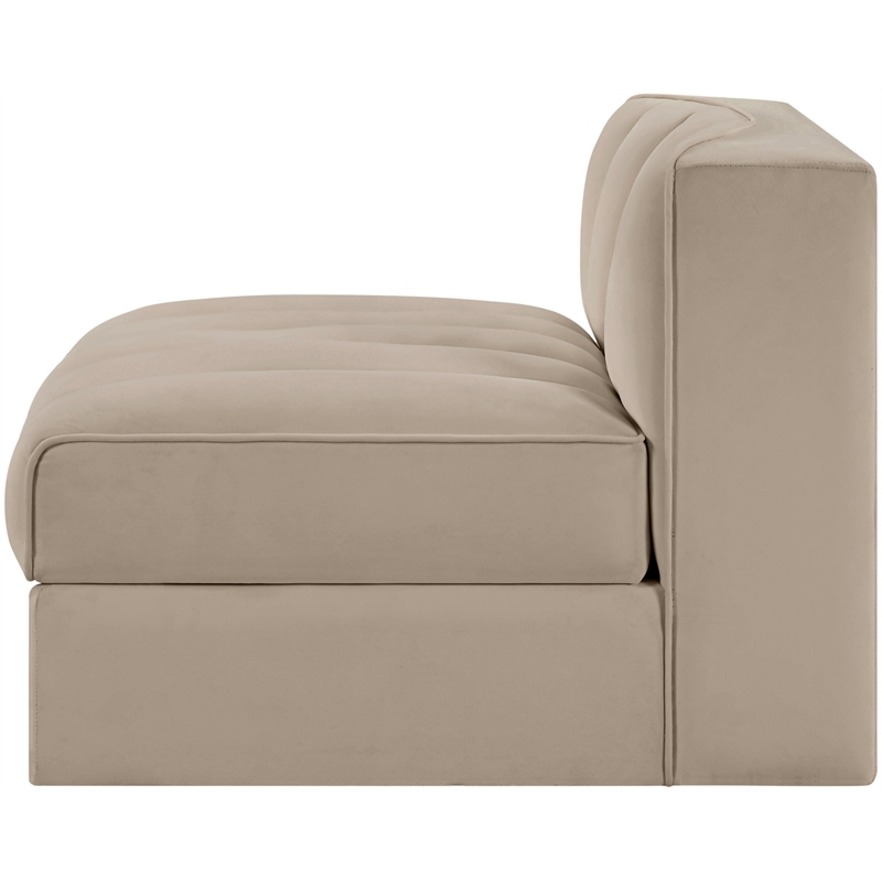 Meridian Furniture Rummi Beige Velvet Performance Fabric Armless Chair
