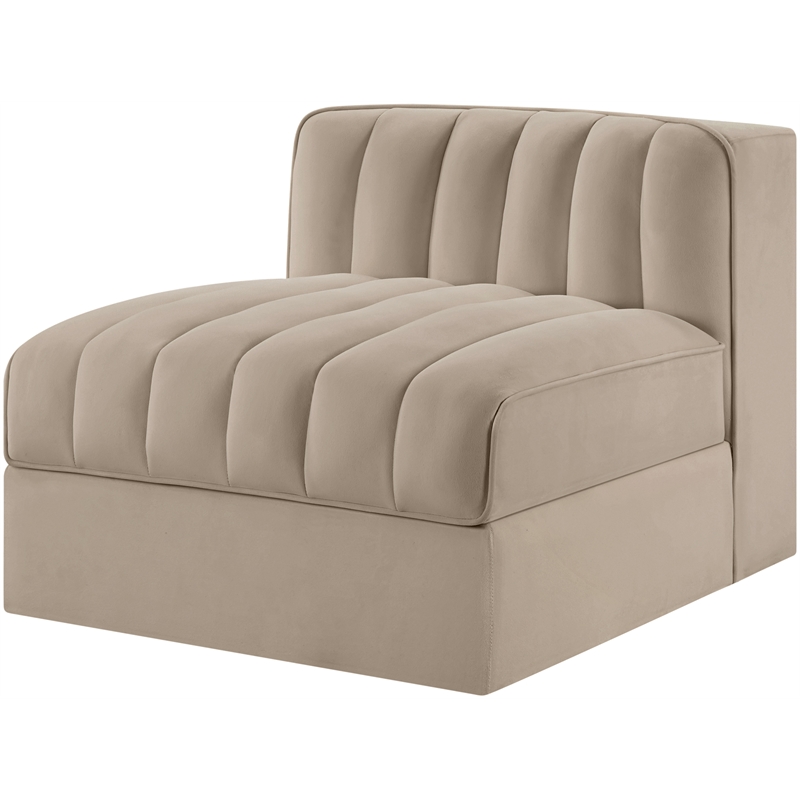 Meridian Furniture Rummi Beige Velvet Performance Fabric Armless Chair