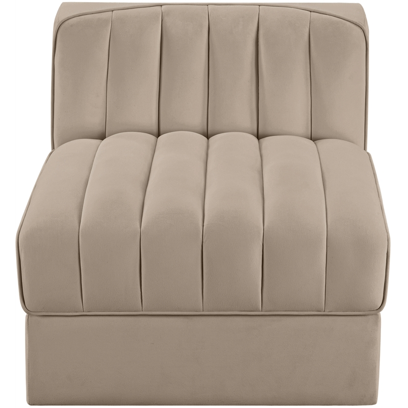 Meridian Furniture Rummi Beige Velvet Performance Fabric Armless Chair