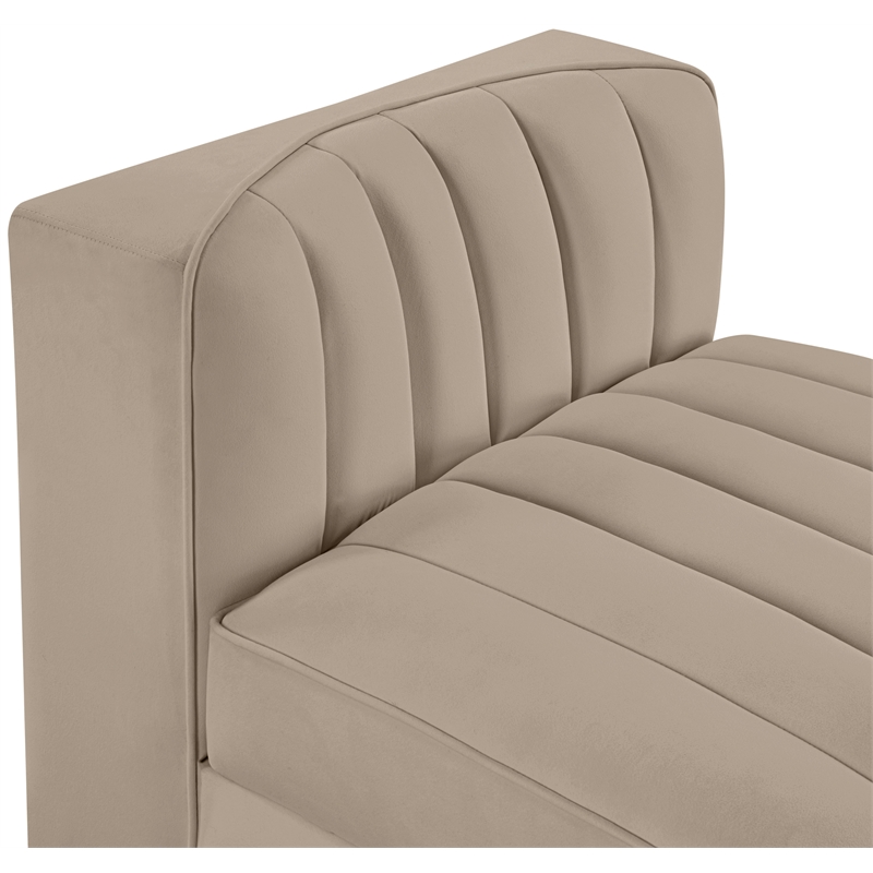 Meridian Furniture Rummi Beige Velvet Performance Fabric Armless Chair
