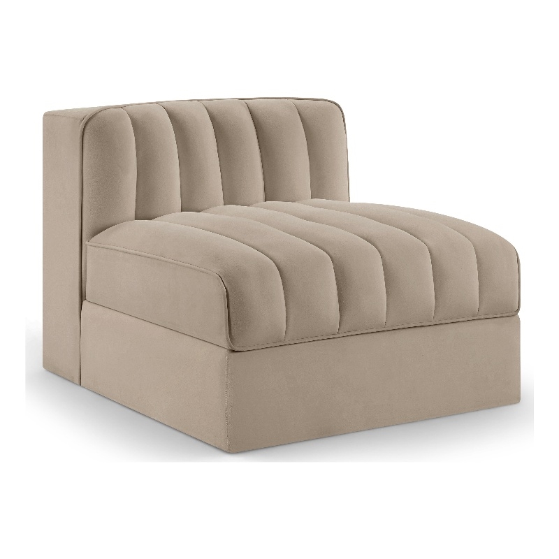 Meridian Furniture Rummi Beige Velvet Performance Fabric Armless Chair
