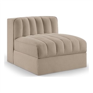 Meridian Furniture Rummi Beige Velvet Performance Fabric Armless Chair