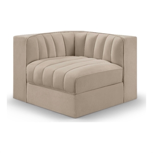 Meridian Furniture Rummi Beige Velvet Performance Fabric Corner Chair