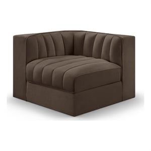 Meridian Furniture Rummi Brown Velvet Performance Fabric Corner Chair