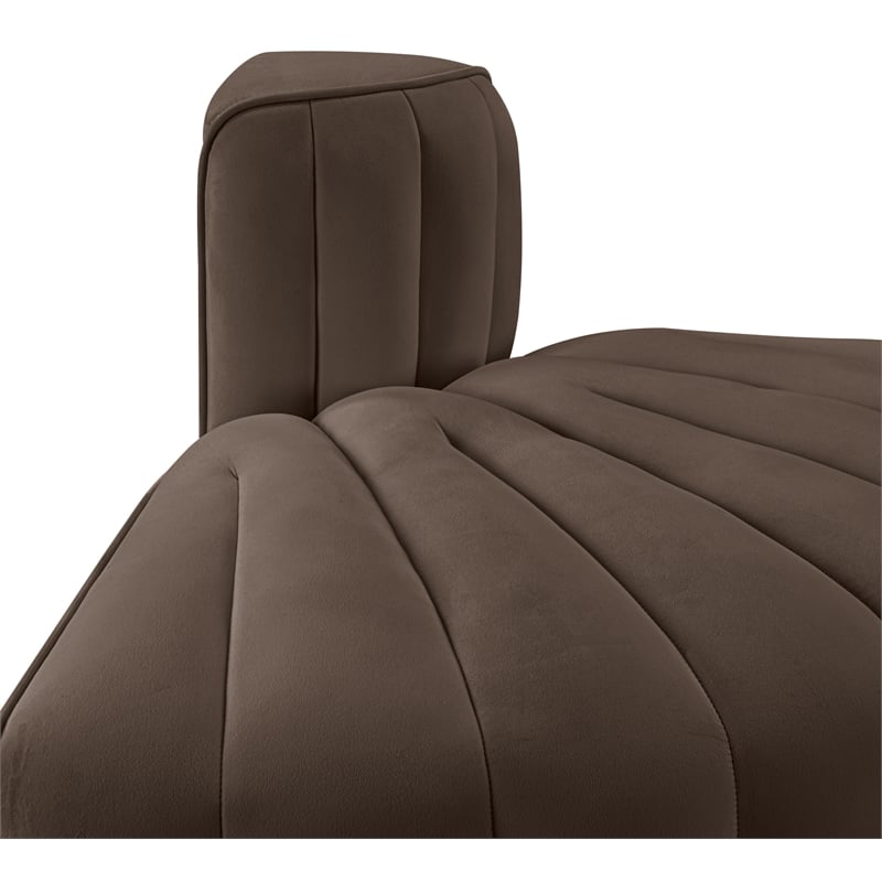 Meridian Furniture Rummi Brown Velvet Performance Fabric Reverse Corner Chair