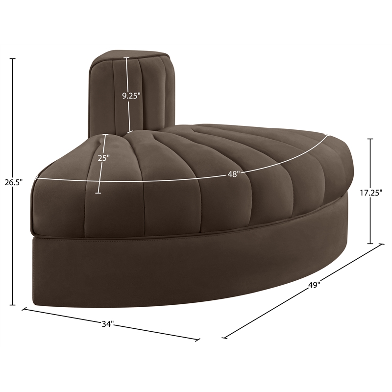 Meridian Furniture Rummi Brown Velvet Performance Fabric Reverse Corner Chair