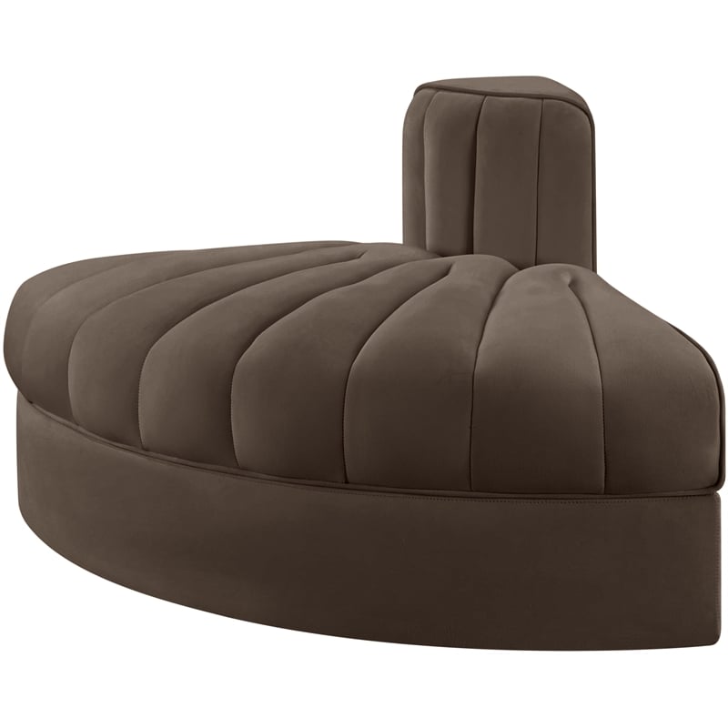 Meridian Furniture Rummi Brown Velvet Performance Fabric Reverse Corner Chair