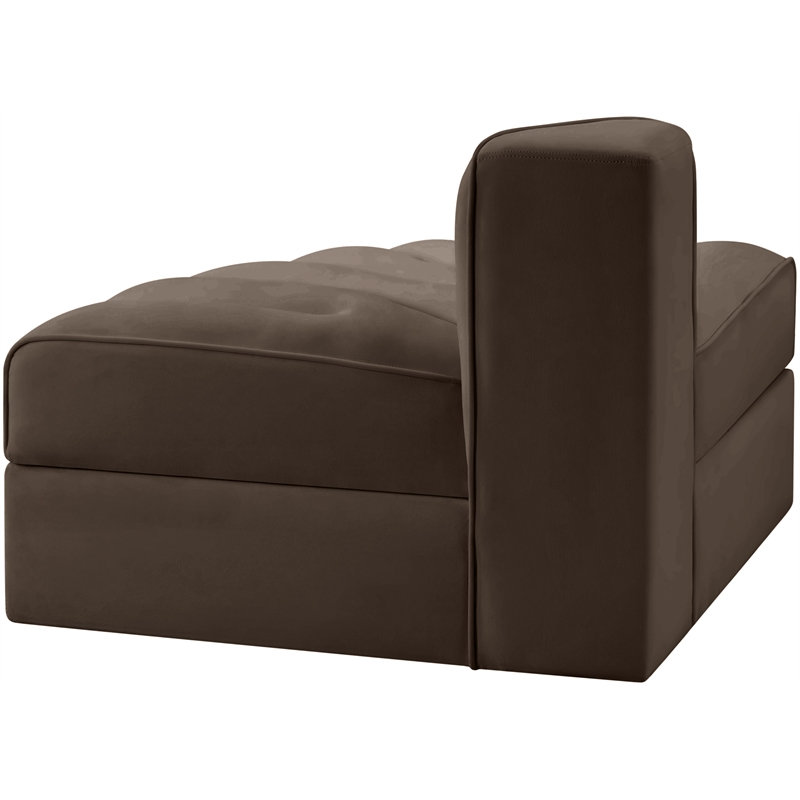 Meridian Furniture Rummi Brown Velvet Performance Fabric Reverse Corner Chair