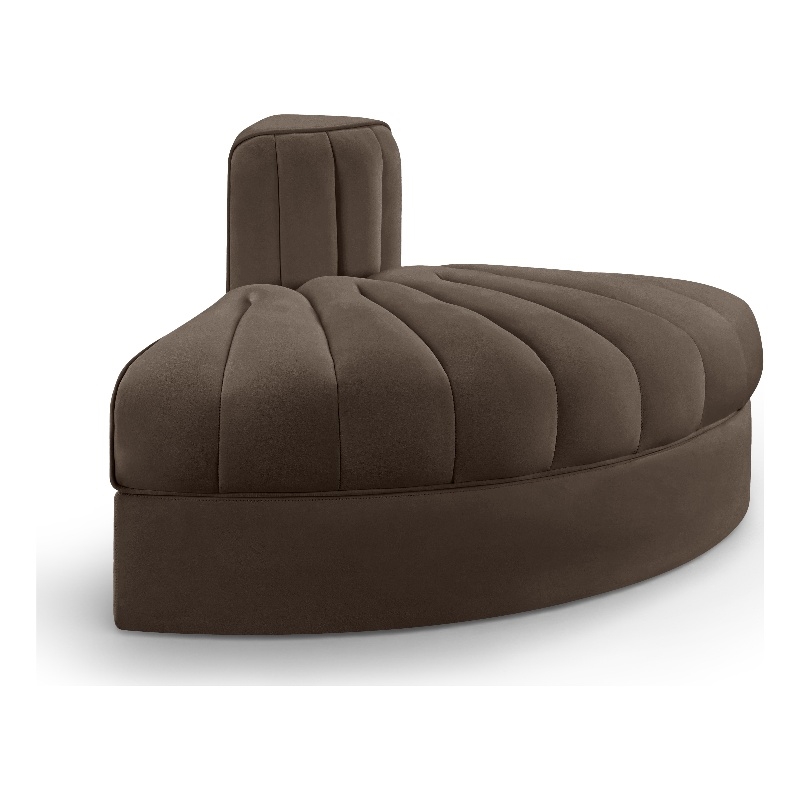 Meridian Furniture Rummi Brown Velvet Performance Fabric Reverse Corner Chair