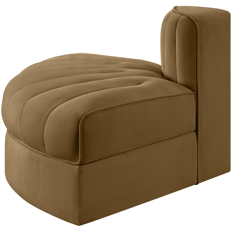 Meridian Furniture Rummi Saddle Velvet Performance Fabric Reverse Corner Chair
