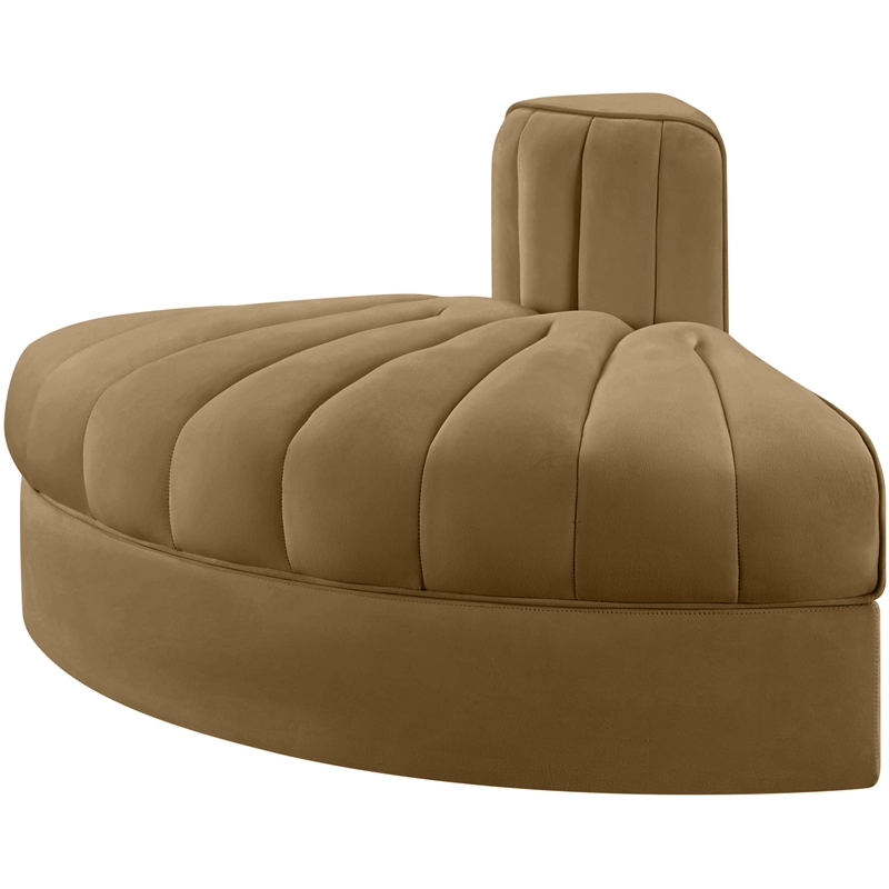 Meridian Furniture Rummi Saddle Velvet Performance Fabric Reverse Corner Chair