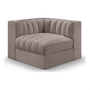 Meridian Furniture Rummi Taupe Velvet Performance Fabric Corner Chair