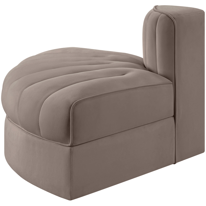 Meridian Furniture Rummi Taupe Velvet Performance Fabric Reverse Corner