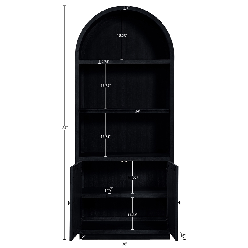 Meridian Furniture Botanical Black Solid Wood Bookcase