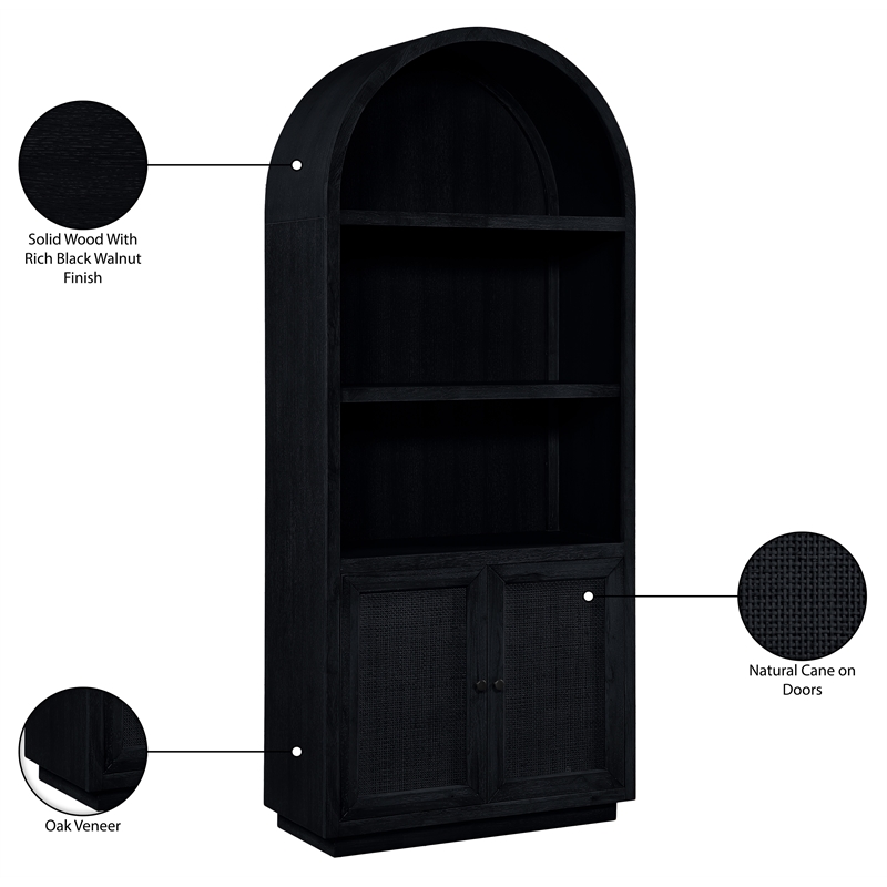 Meridian Furniture Botanical Black Solid Wood Bookcase