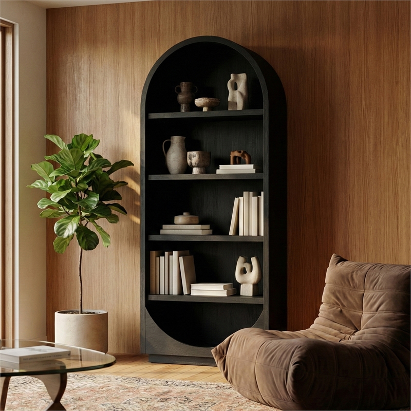 Meridian Furniture Hearth Black Solid Wood Bookcase