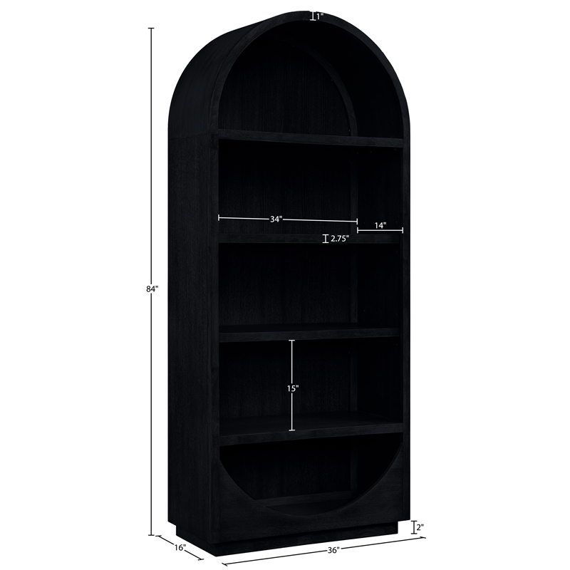 Meridian Furniture Hearth Black Solid Wood Bookcase