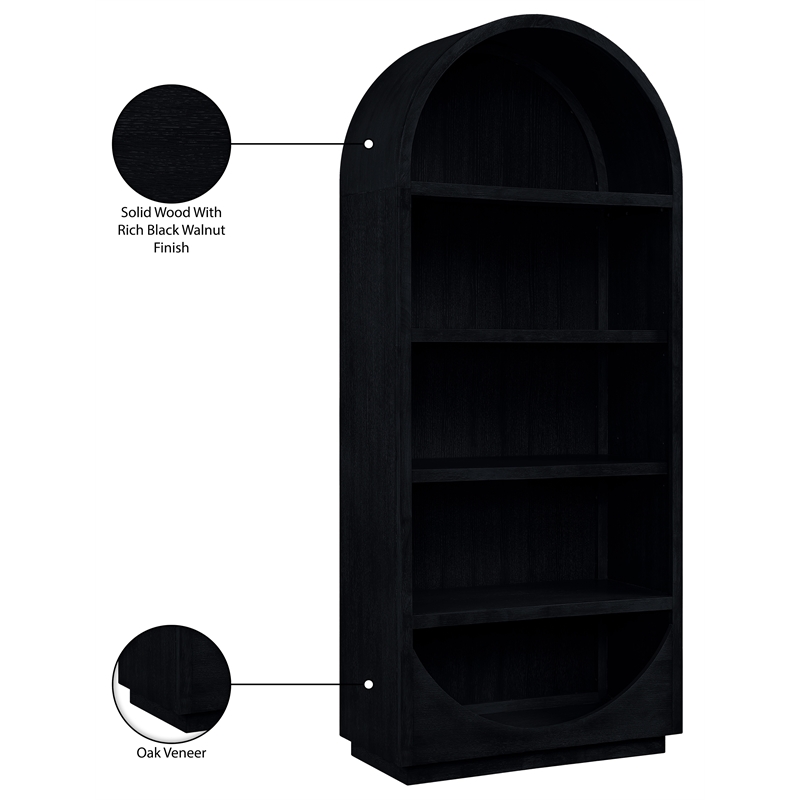Meridian Furniture Hearth Black Solid Wood Bookcase