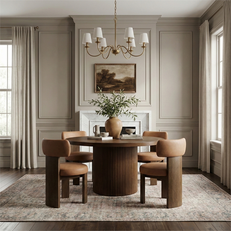 Meridian Furniture Atelier Cognac Vegan Leather Dining Chair (Set of 2)