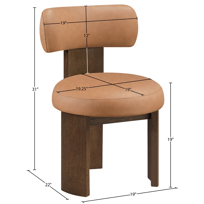 Meridian Furniture Atelier Cognac Vegan Leather Dining Chair (Set of 2)