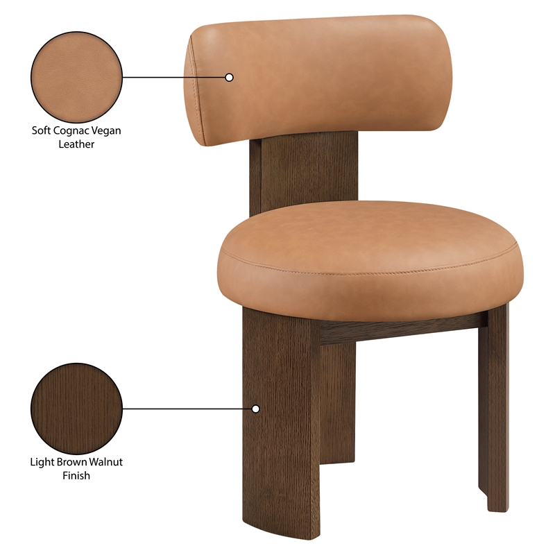 Meridian Furniture Atelier Cognac Vegan Leather Dining Chair (Set of 2)