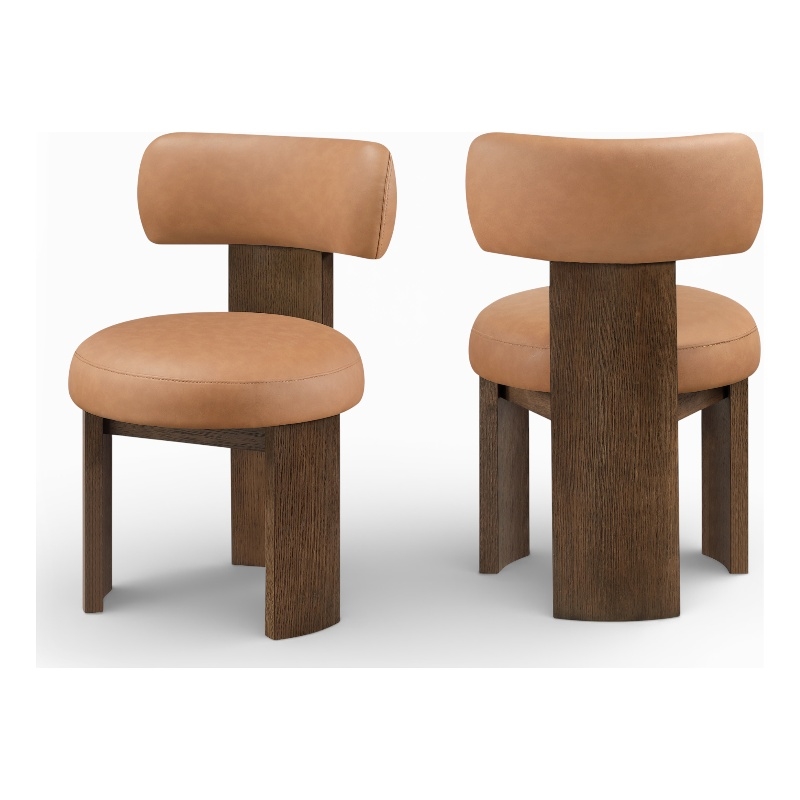 Meridian Furniture Atelier Cognac Vegan Leather Dining Chair (Set of 2)