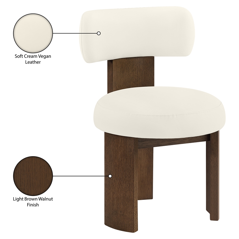 Meridian Furniture Atelier Cream Vegan Leather Dining Chair (Set of 2)